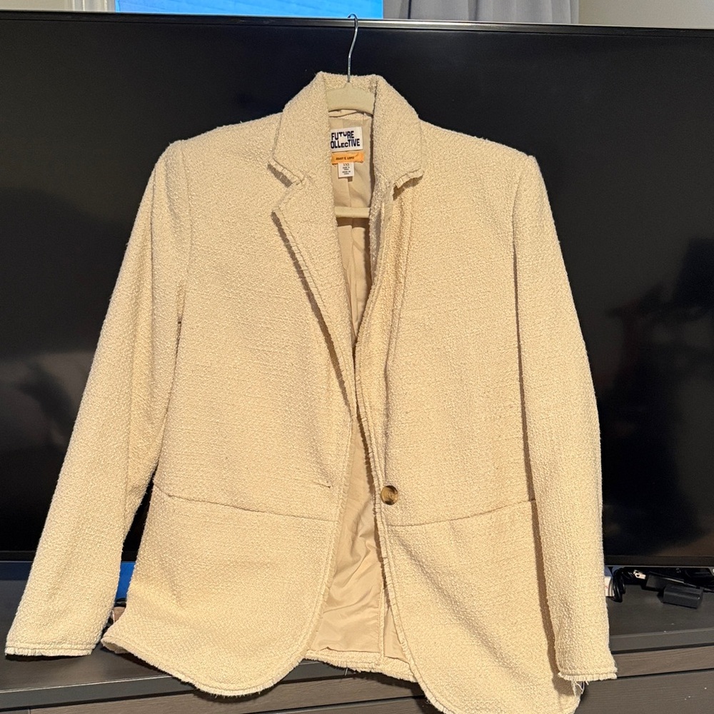 Chic Cream Blazer with Button Detail